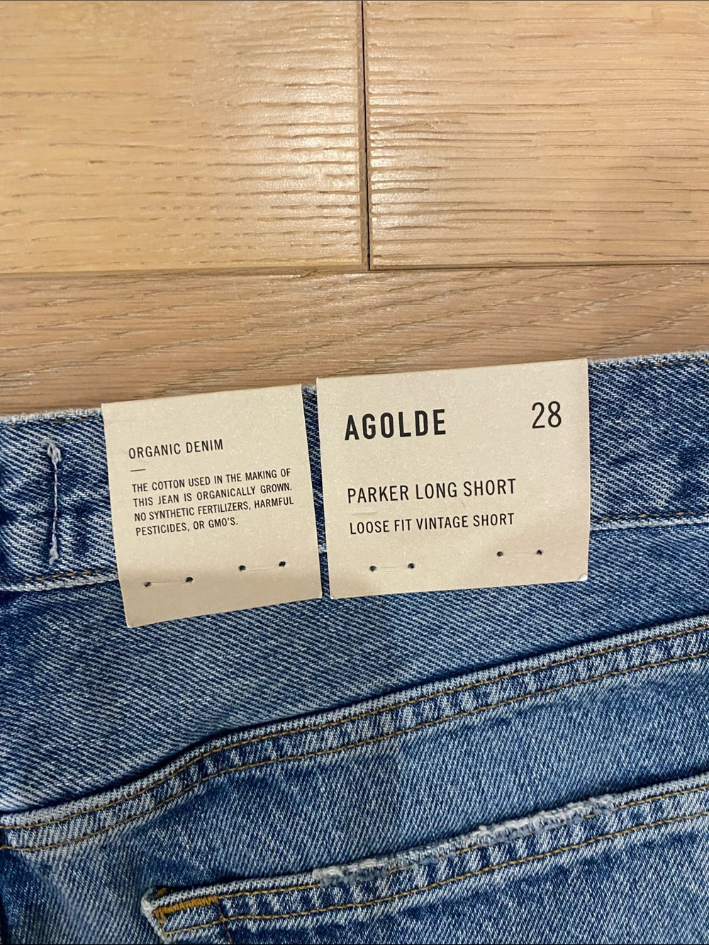 Agolde NWT Size 28 Parker long shorts in Skywave. - Picture 3 of 3